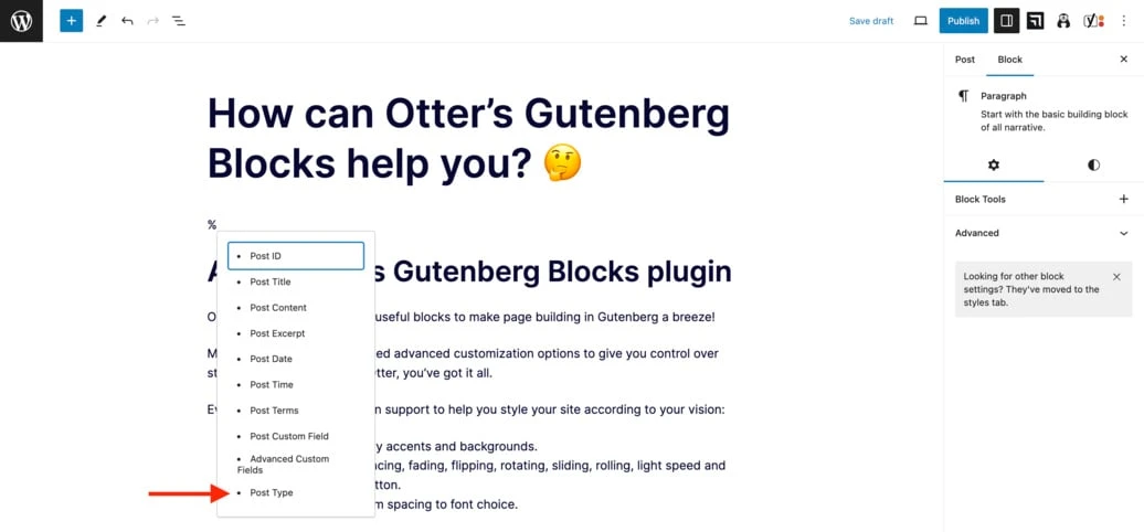 Gutenberg ブロック エディター内に動的な値を挿入するときの最初のステップ。