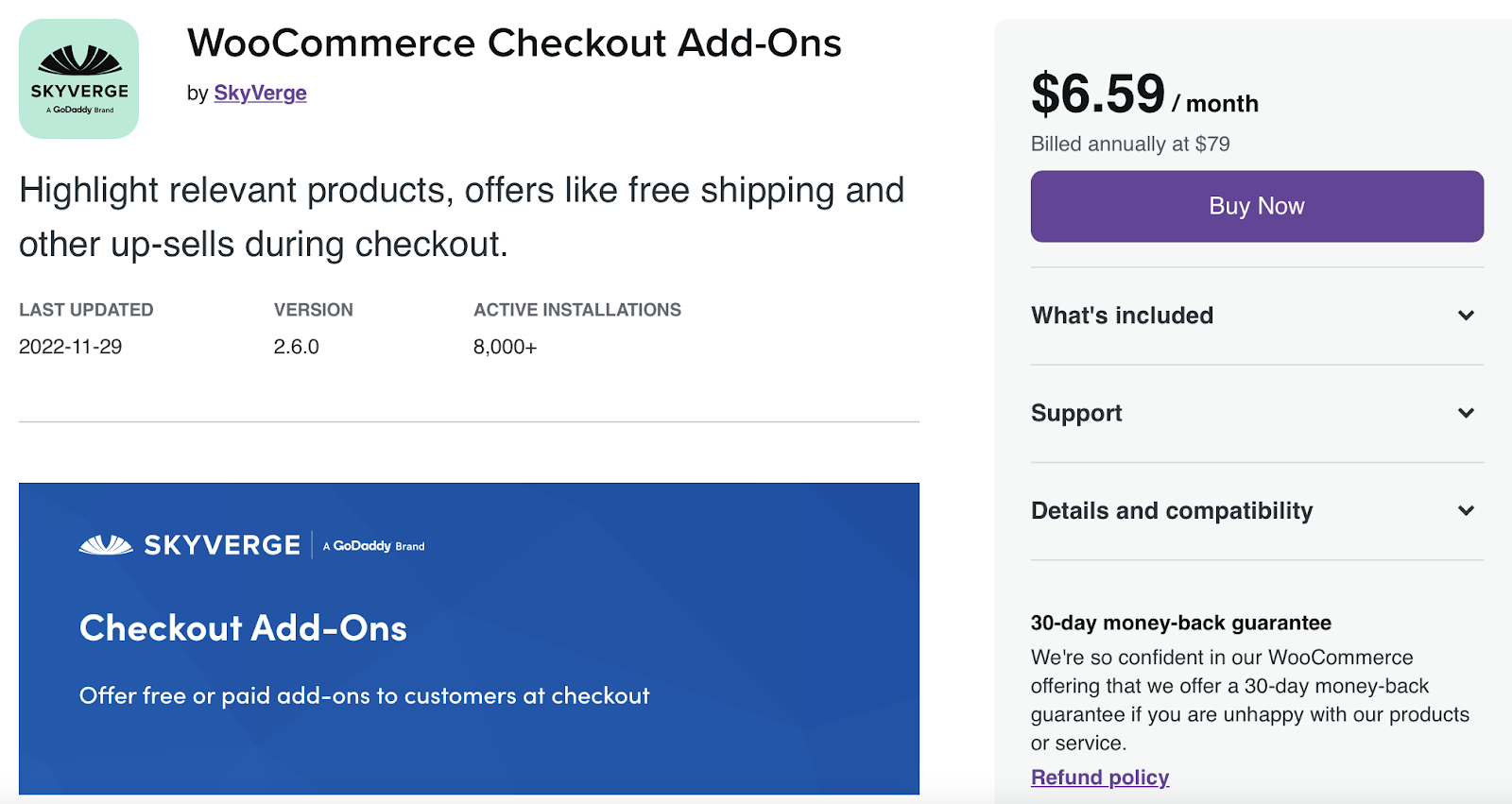 إذا كنت تدير متجرًا كبيرًا، فقد تحتاج إلى أداة أكثر تعقيدًا، مثل WooCommerce Checkout Add-Ons.