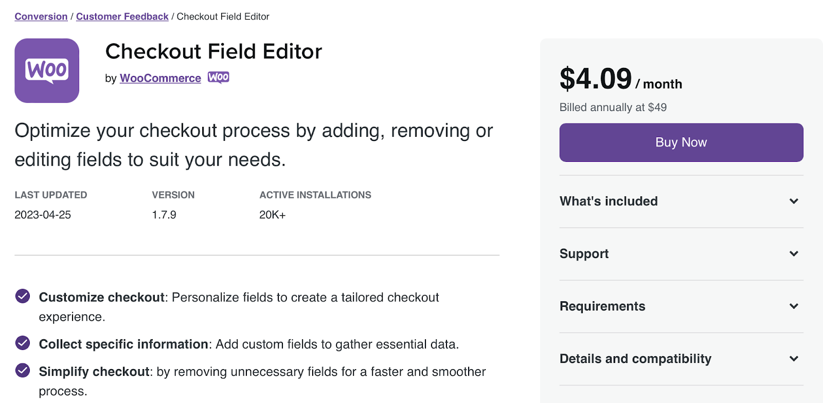 Checkout Field Editor เป็นส่วนขยาย WooCommerce ระดับพรีเมียมที่ช่วยให้คุณปรับหน้าชำระเงินของคุณให้เหมาะสมโดยการเพิ่ม ลบ หรือแก้ไขฟิลด์