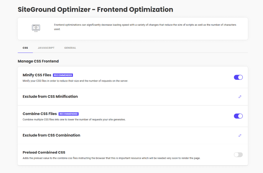 Оптимизация внешнего интерфейса SG Optimizer