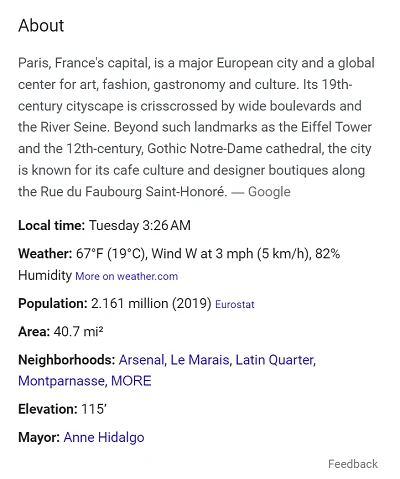 Un graphique de connaissances de localisation.