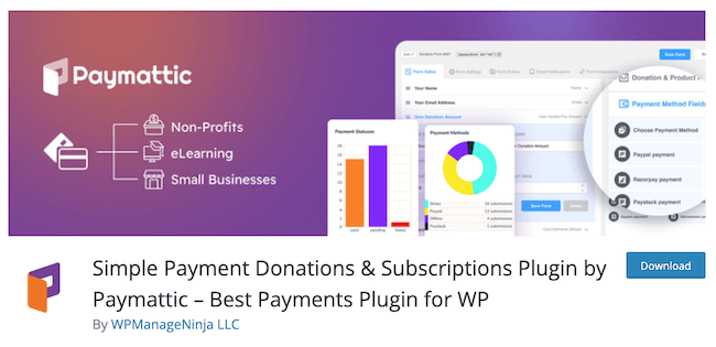 Plug-in de pagamento Paymattic para WordPress