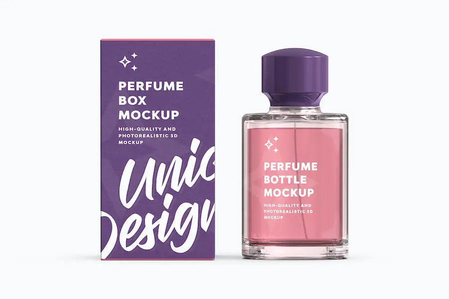 Machetă pentru sticle și cutie de parfum -