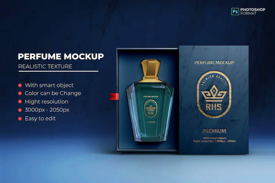 Kotak Kemasan Parfum Realistis - Mockup -