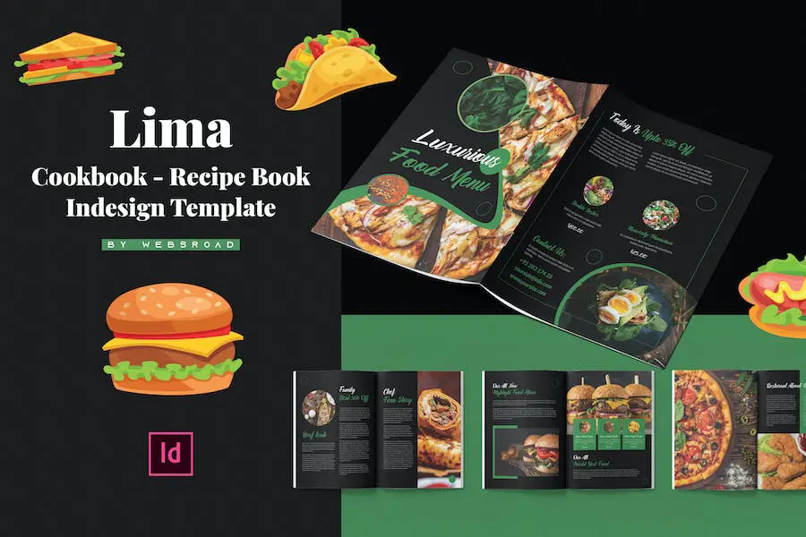 Lima | Libro di ricette - Modello Indesign per libro di ricette -