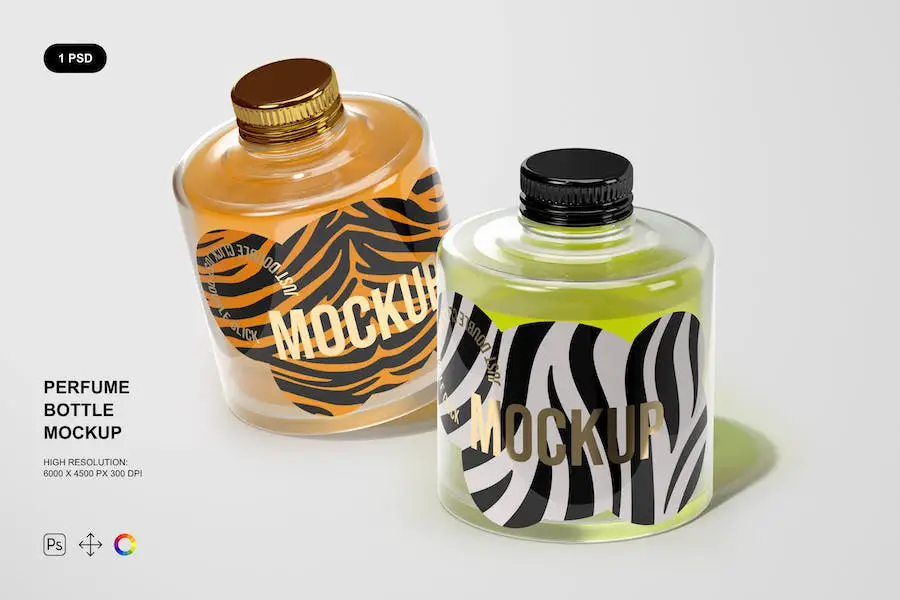 Mockup Botol Parfum dan Lapisan Warna -