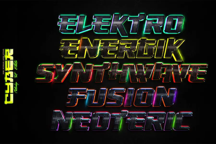 Efectos de texto Cyber ​​4K Photoshop -