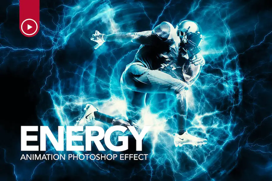 Ação do Photoshop de Animação de Energia -