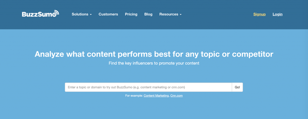 Der BuzzSumo Content Analyzer.