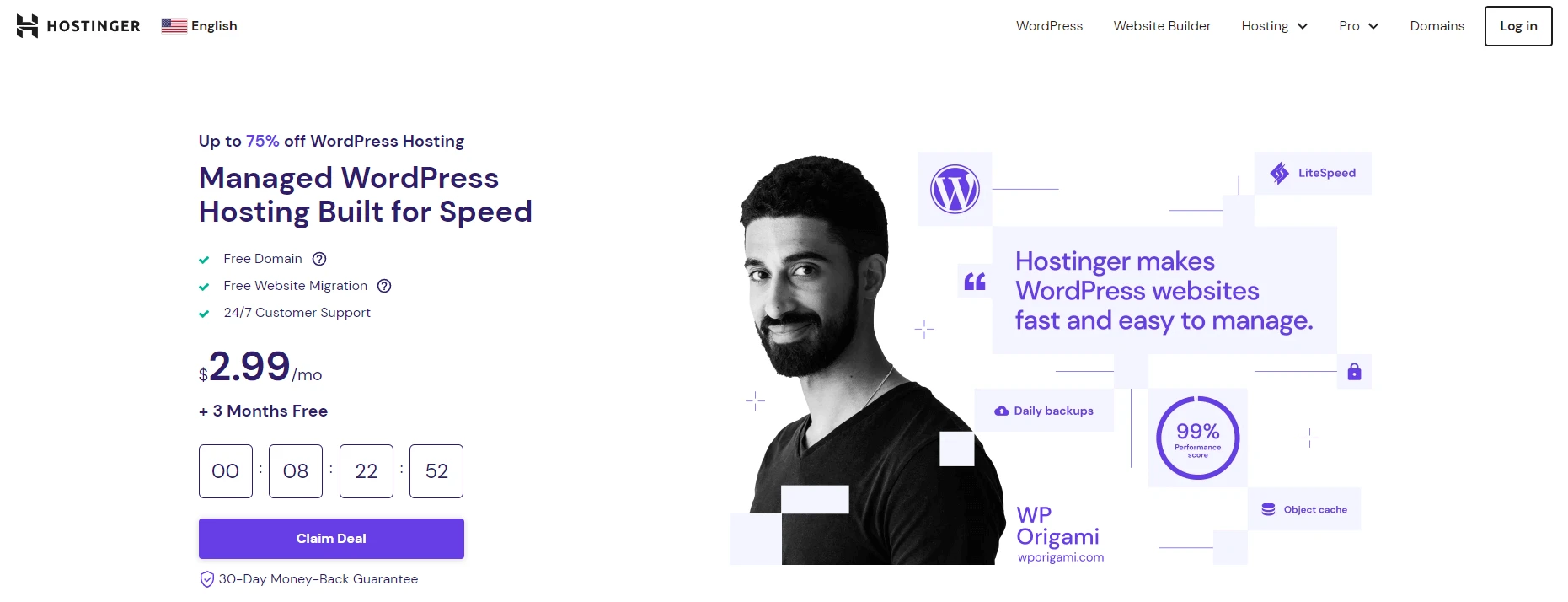 Hostinger の WordPress ホスティング価格の例。