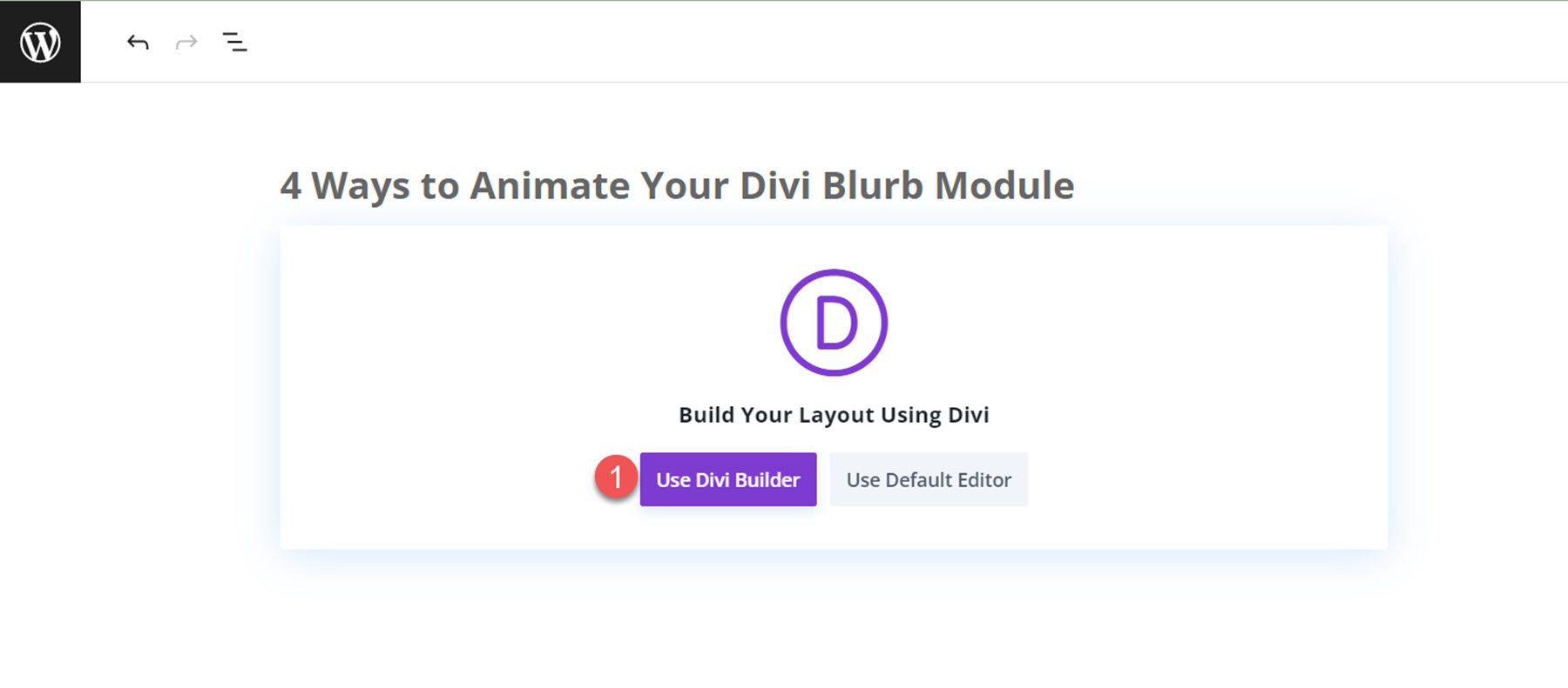 Utilizza Divi Builder