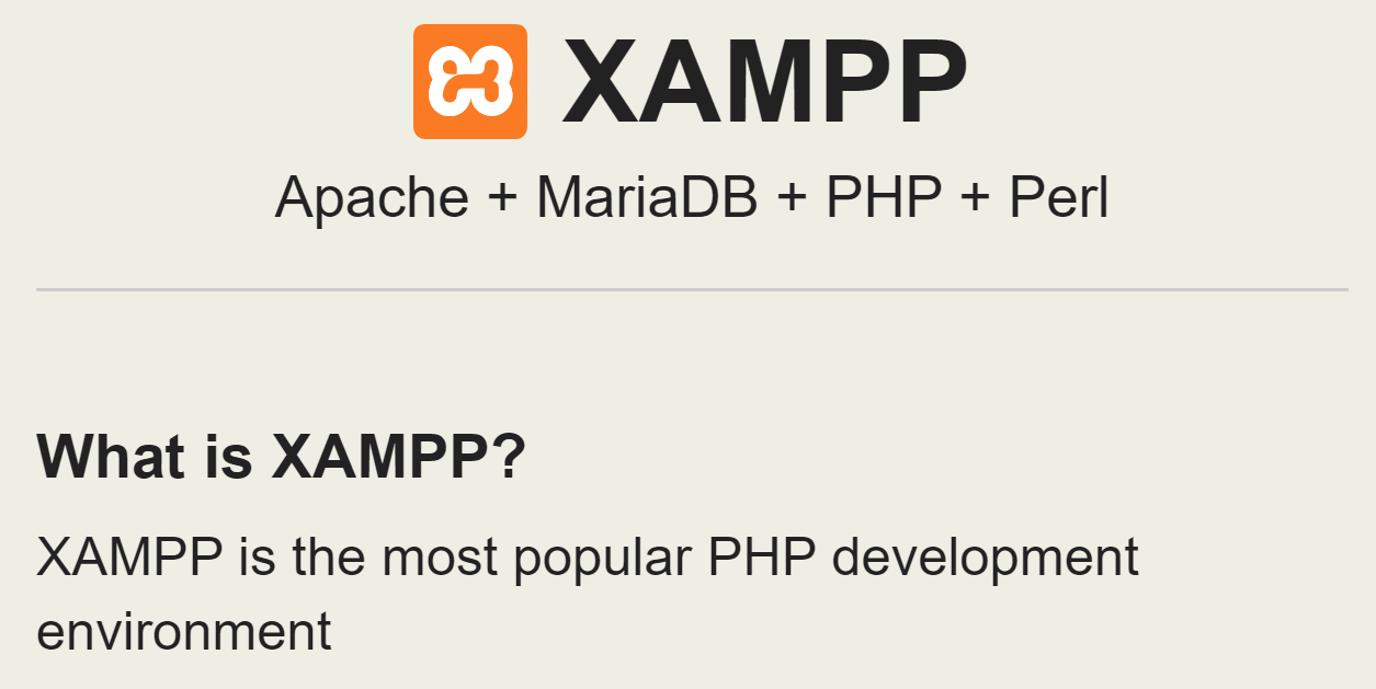 XAMPP este o stivă de mediu de dezvoltare locală. Literele XAMPP înseamnă „Cross-Platform, Apache, MariaDB, PHP și PERL”.