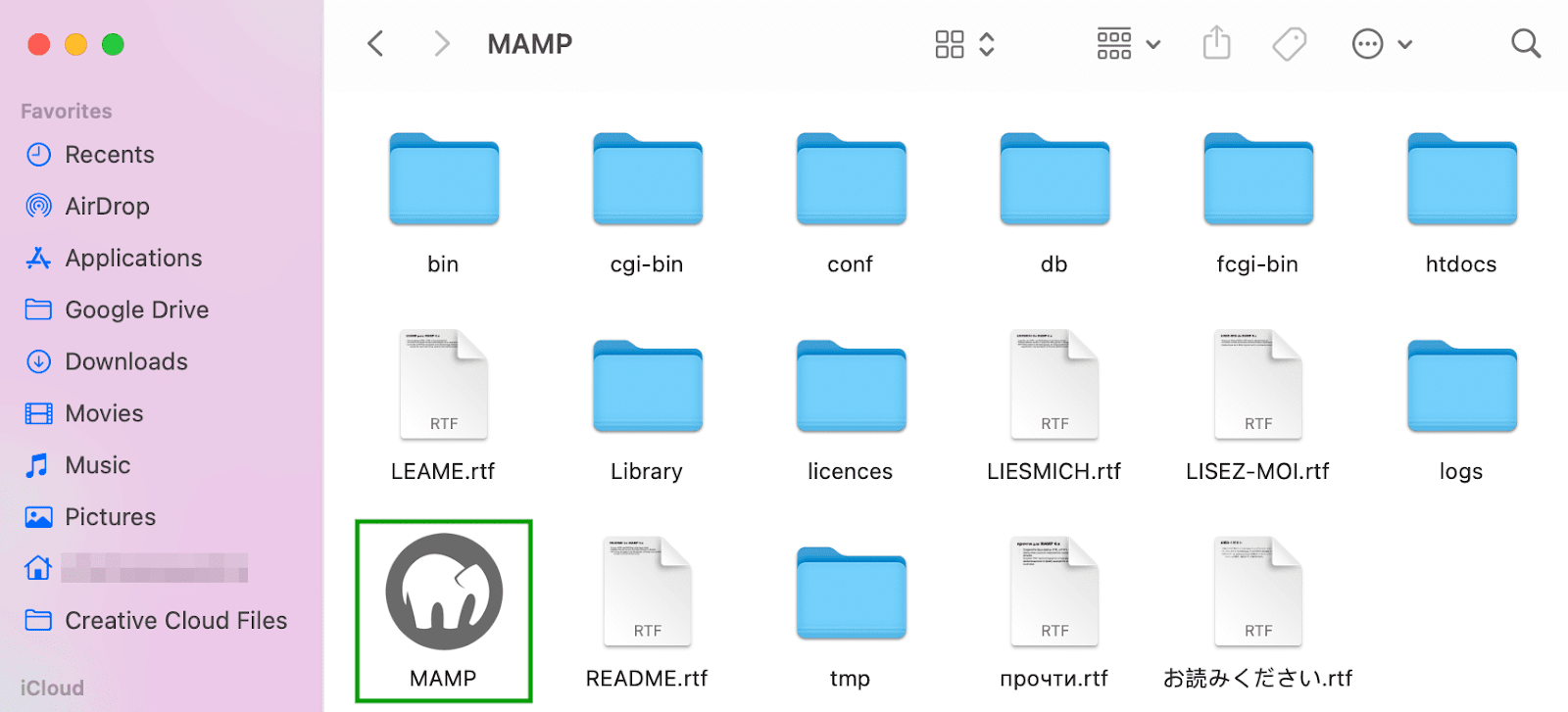 Pastikan untuk memilih versi gratis, bukan alat pro. Kemudian klik dua kali aplikasi MAMP yang ada di dalam folder tersebut.