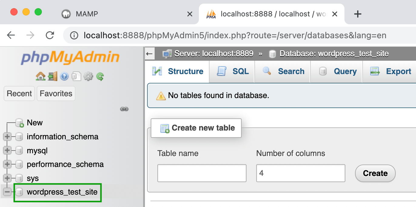 Setelah selesai, klik Buat. Anda kemudian akan melihat database baru Anda di kolom sebelah kiri.