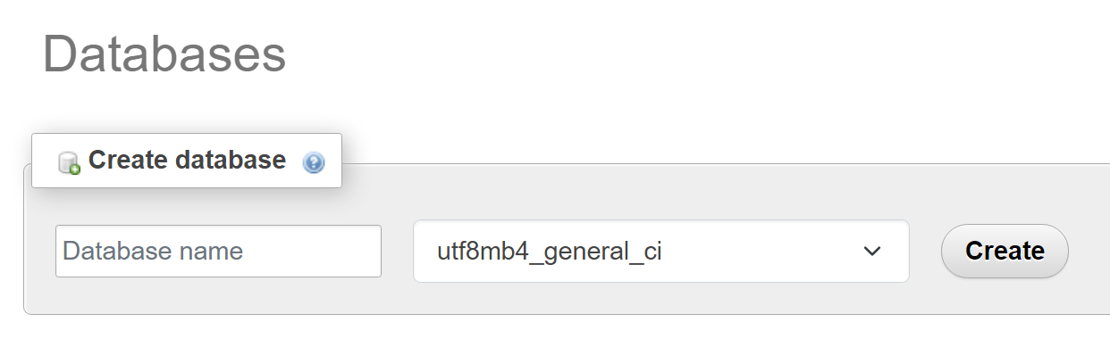 In phpMyAdmin, vai alla scheda Database e trova la sezione che dice Crea database.