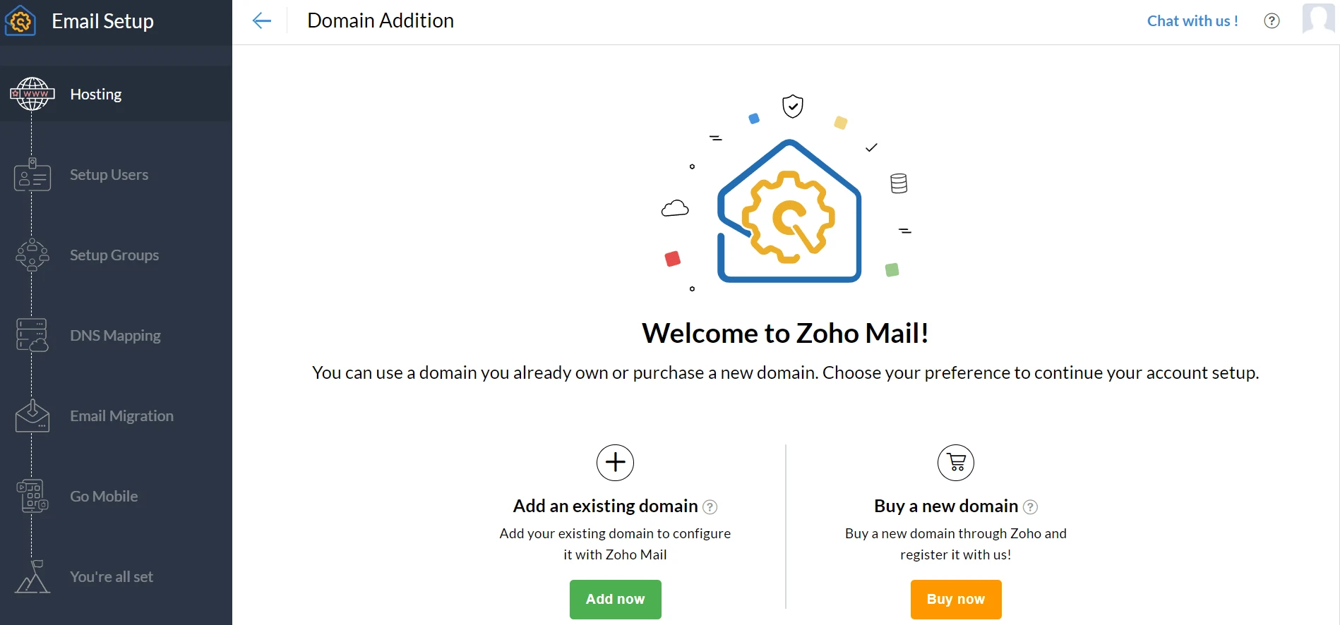 การเลือกโดเมนผ่าน Zoho