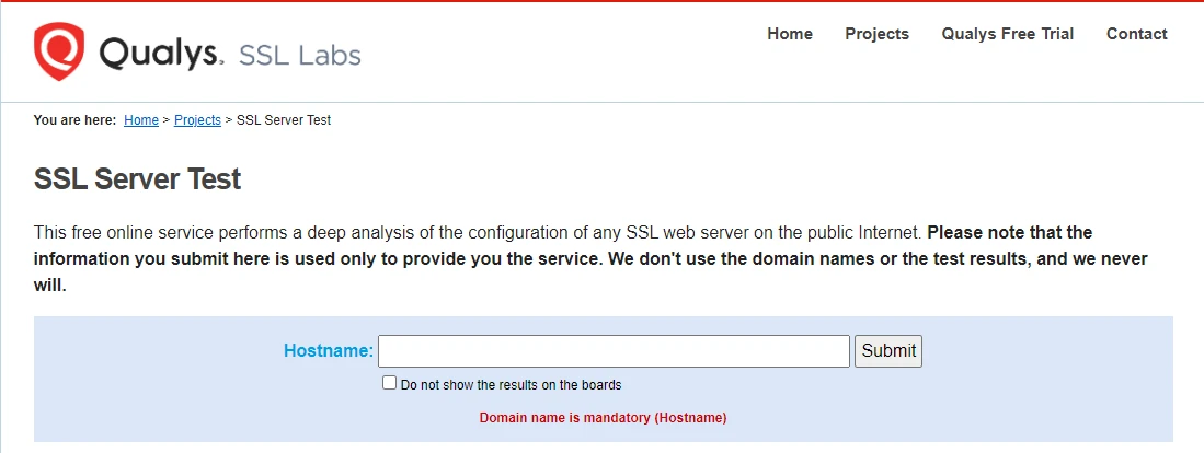 การทดสอบเซิร์ฟเวอร์ SSL