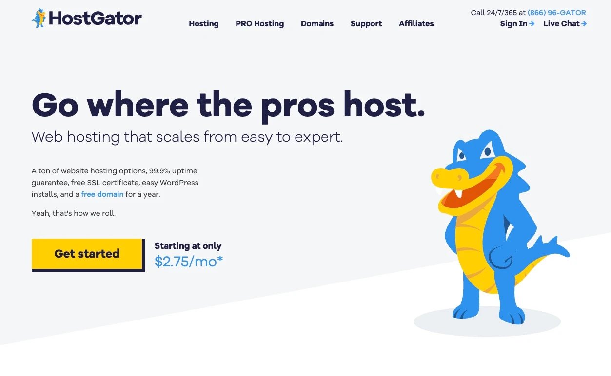 Hostgator oferece planos de hospedagem baratos e ilimitados.