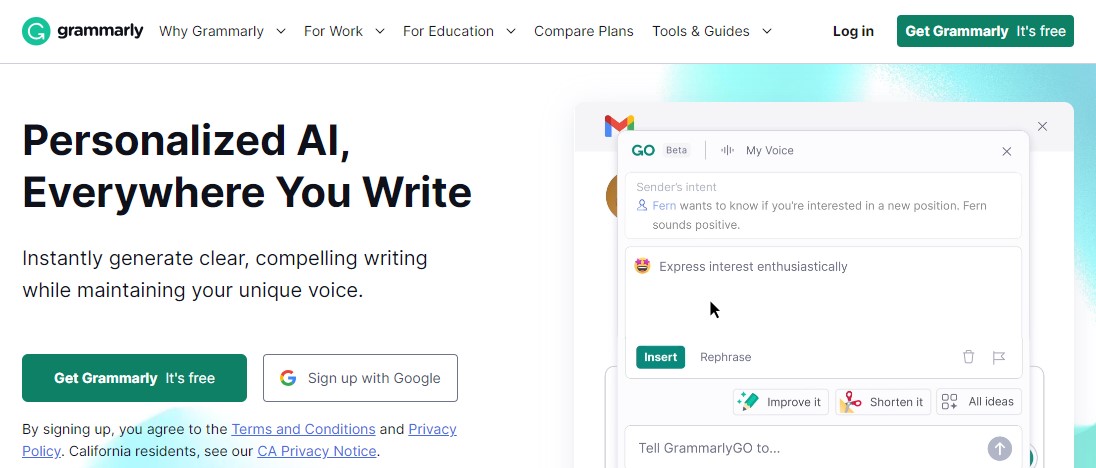 Grammarly : assistance gratuite à l'IA pour l'écriture