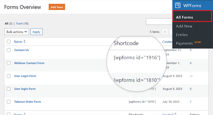 copy the form ID number