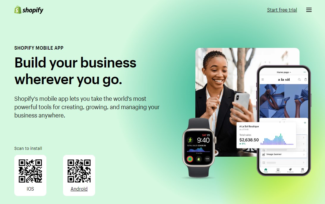 Shopify Aplicación gratuita para IOS y Android