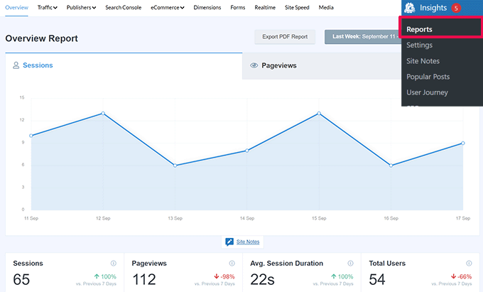 MonsterInsights reports