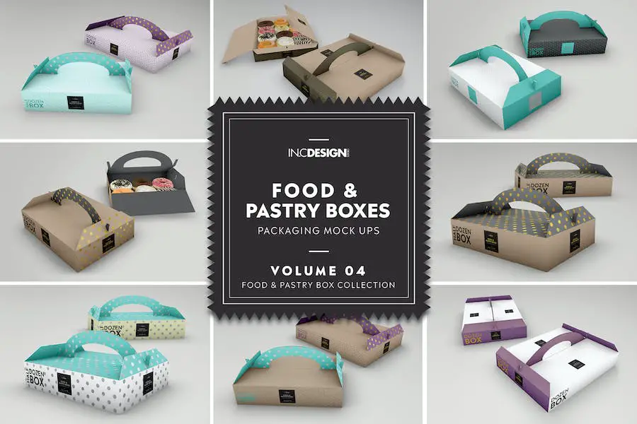 Food Pastry Boxes Vol.4: Maquetes de embalagens -