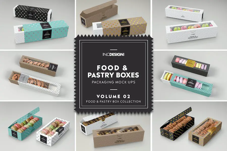 Food Pastry Boxes Vol.2: Maquetes de embalagens -