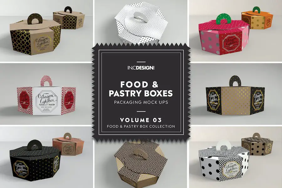 Food Pastry Boxes Vol.3: Maquetes de embalagens -