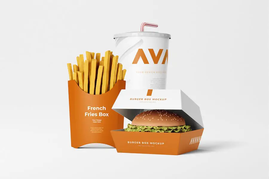 Mockup di imballaggio per fast food -