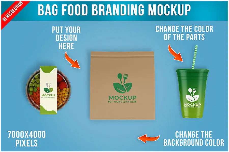 Mockup di branding per alimenti in borsa -