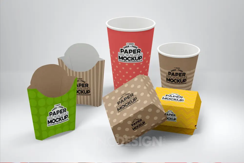 Modello di mockup gratuitoMarchio e imballaggio per fast food -