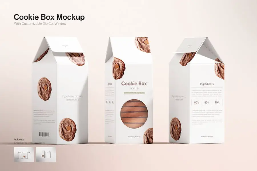 Mockup della scatola dei biscotti (finestra fustellata modificabile) -