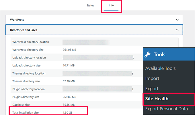 Calculating WordPress file sizes