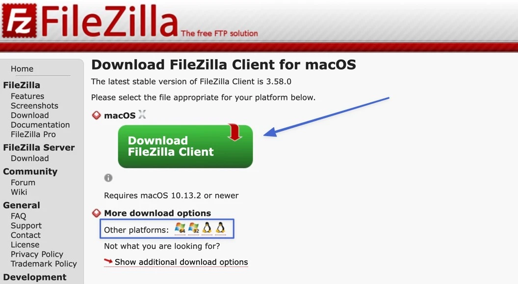 scarica il client filezilla