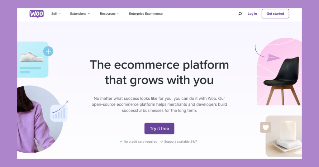 captura de tela da página inicial do woocommerce