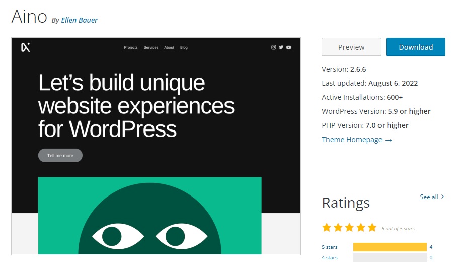 aino wordpress fse 主题