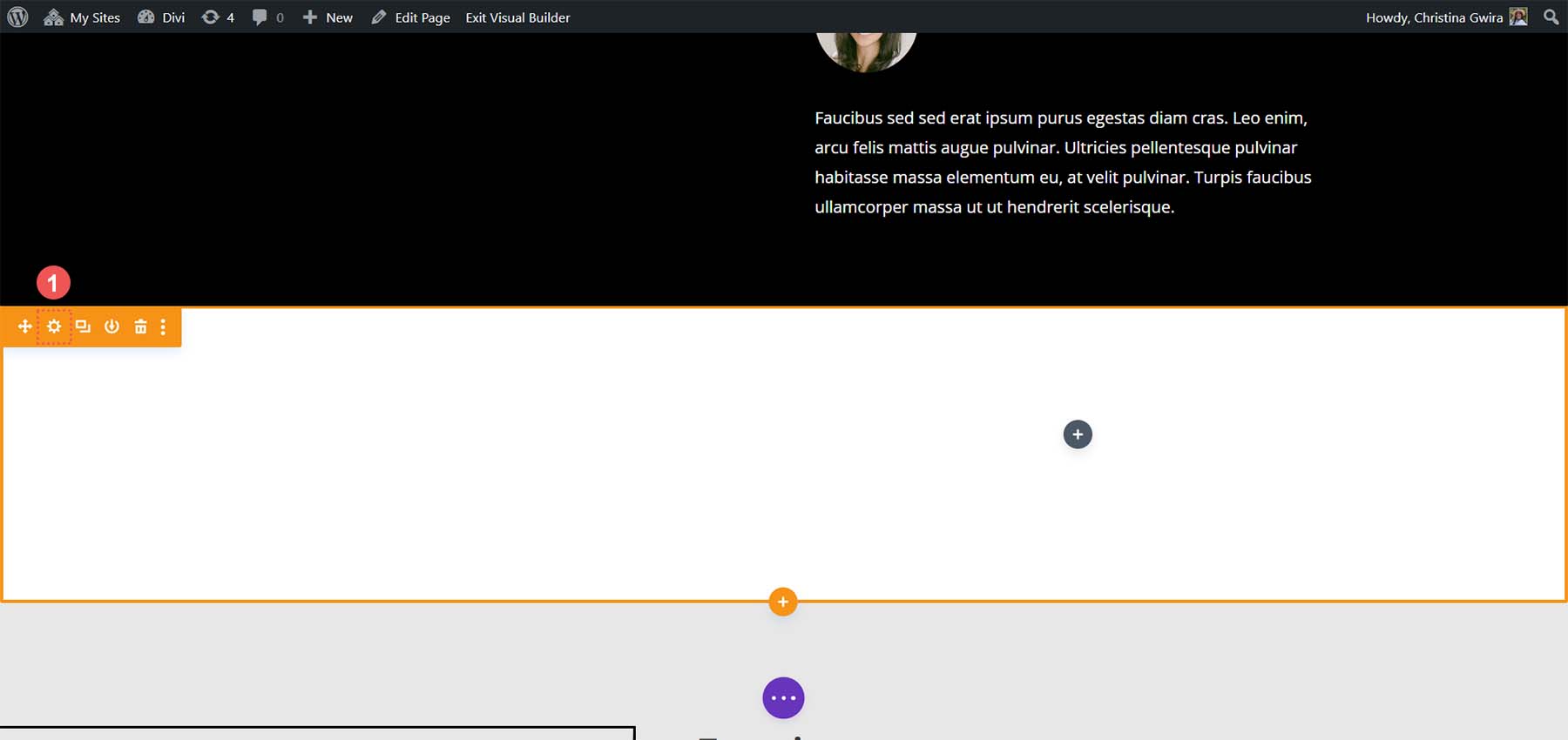 Abra as configurações da seção especializada