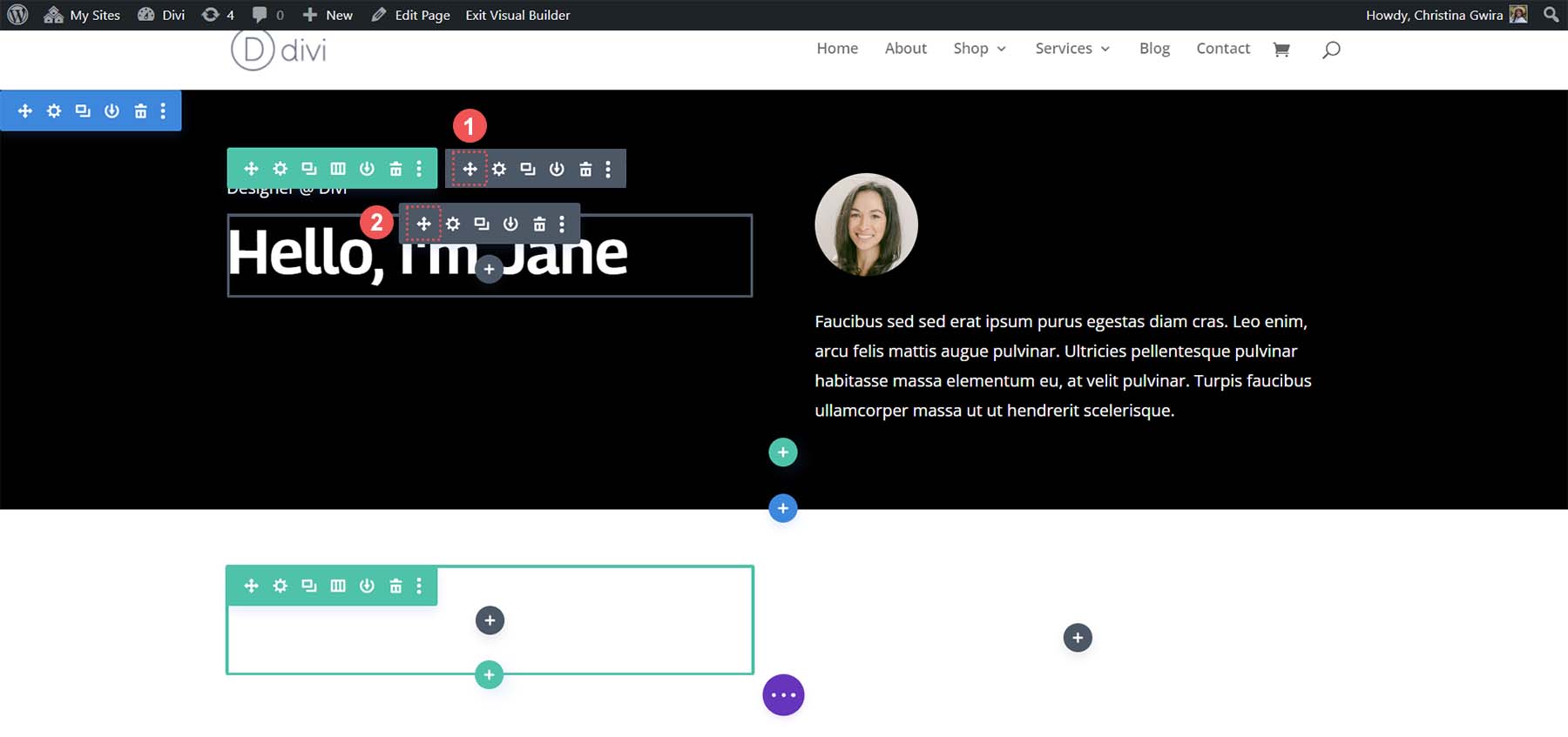 Déplacer les modules de texte vers une nouvelle section