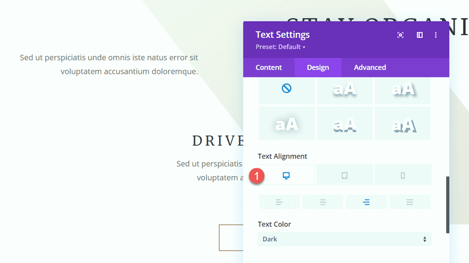 Divi utiliza el módulo divisor para crear equilibrio en el diseño Alinear a la derecha