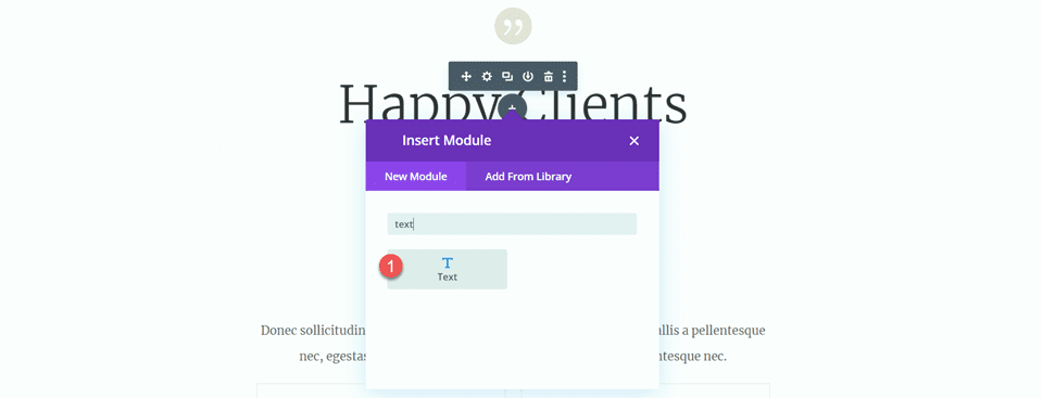 Divi Użyj modułu dzielnika, aby stworzyć równowagę w projekcie Dodaj moduł tekstowy