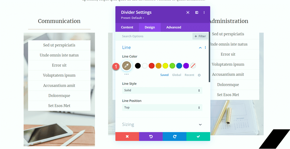 Divi ใช้ Divider Module เพื่อสร้างความสมดุลใน Design Line Coor