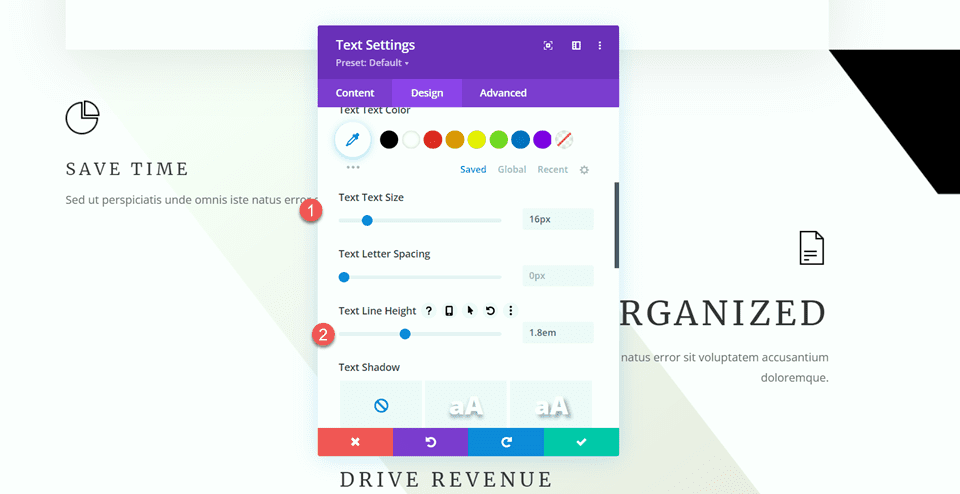 Divi utiliza el módulo divisor para crear equilibrio en el tamaño del texto de diseño