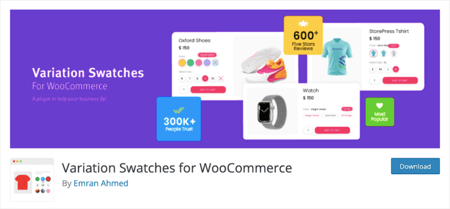 Amostras de variação para WooCommerce