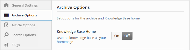 Impostazioni della home page della Knowledge Base