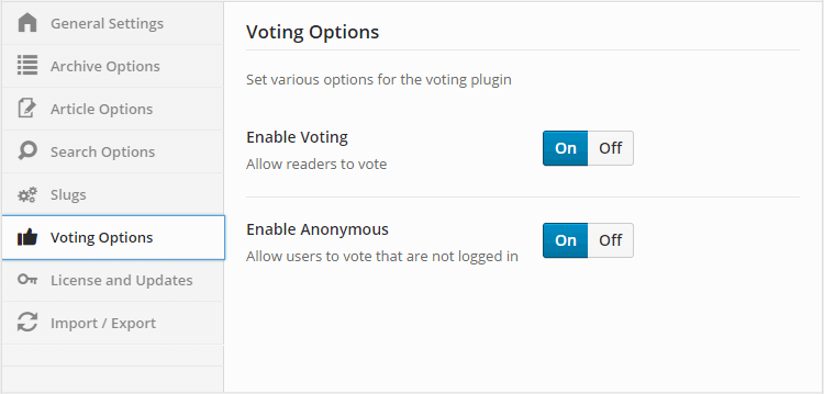 Configuración de votación de la base de conocimientos