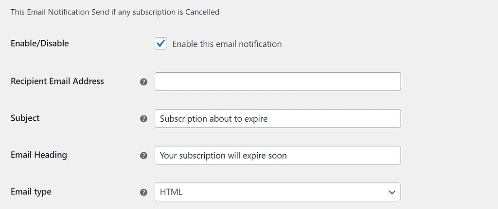 Configuration d'une notification concernant un abonnement sur le point d'expirer.