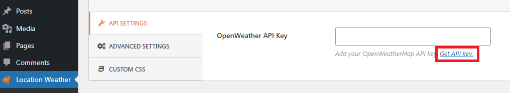 الحصول على مفتاح API