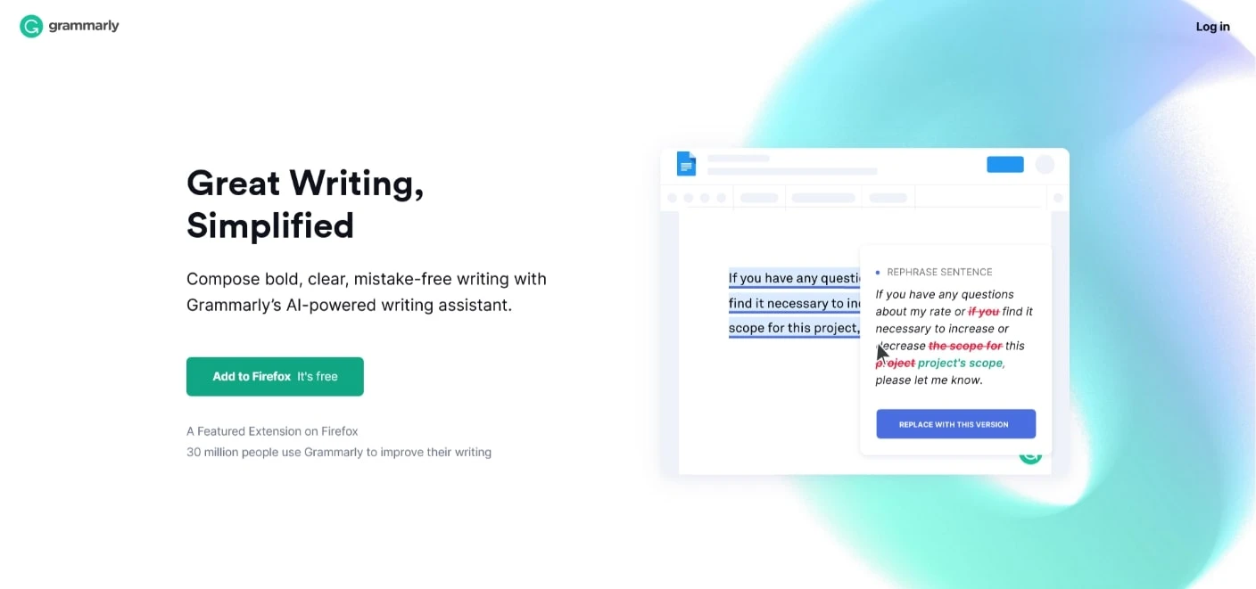 Uno dei migliori correttori grammaticali gratuiti: Grammarly.