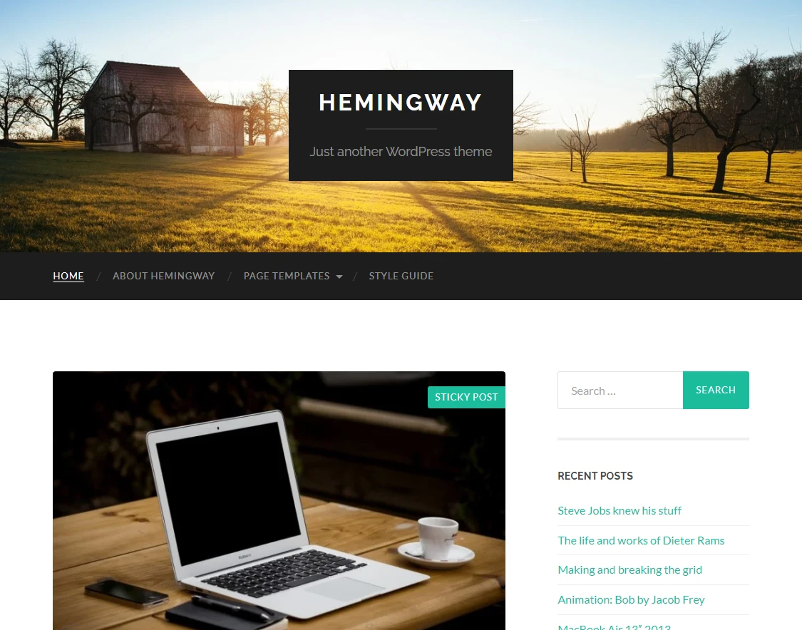 Un site Web de bureau construit avec Hemingway.